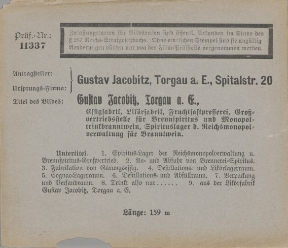 Gustav Jacobitz a. E. (D 1925): Zulassungskarte vom 22.9.1925 (Seite 1) / Quelle: BArch